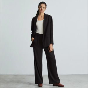 Everlane Womens The Way-High Drape Pant Sz 0 Short Inseam Pleated Black NWT